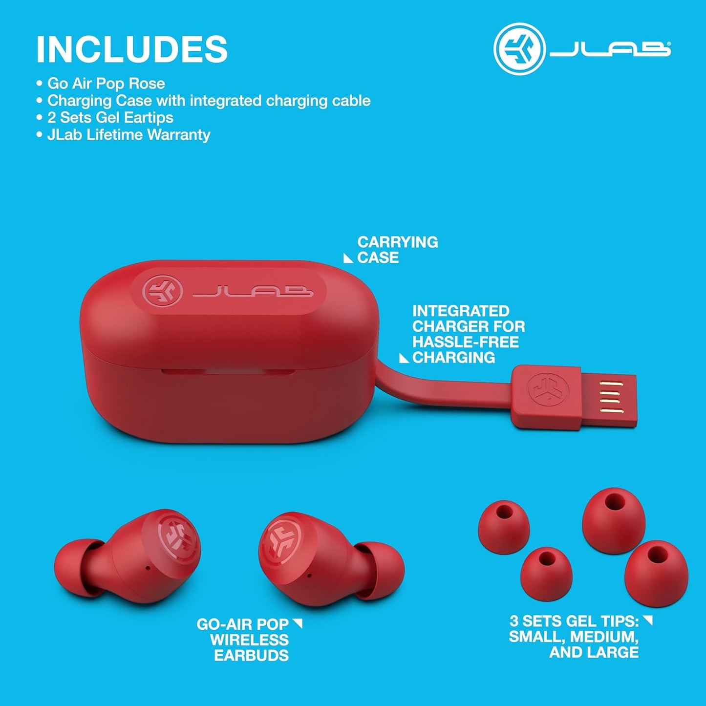 Red Rose Earbuds + Charging Case