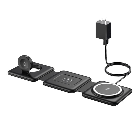 3-in-1 Foldable Charging Station - Black