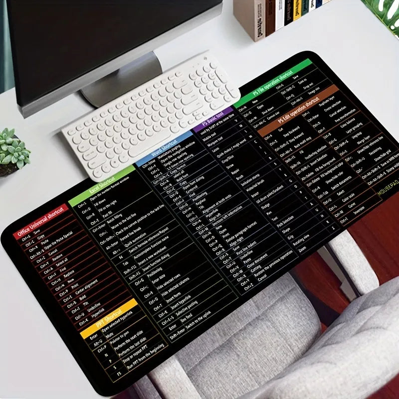 Desktop Mat with Integrated Keyboard Shortcuts