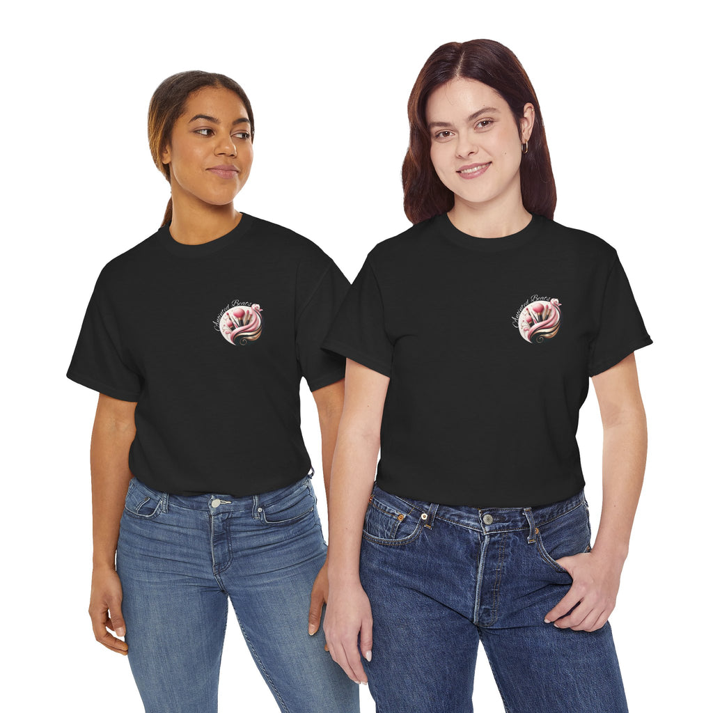 Model Wearing Anointed Beats Makeup Artist T-Shirt Black
