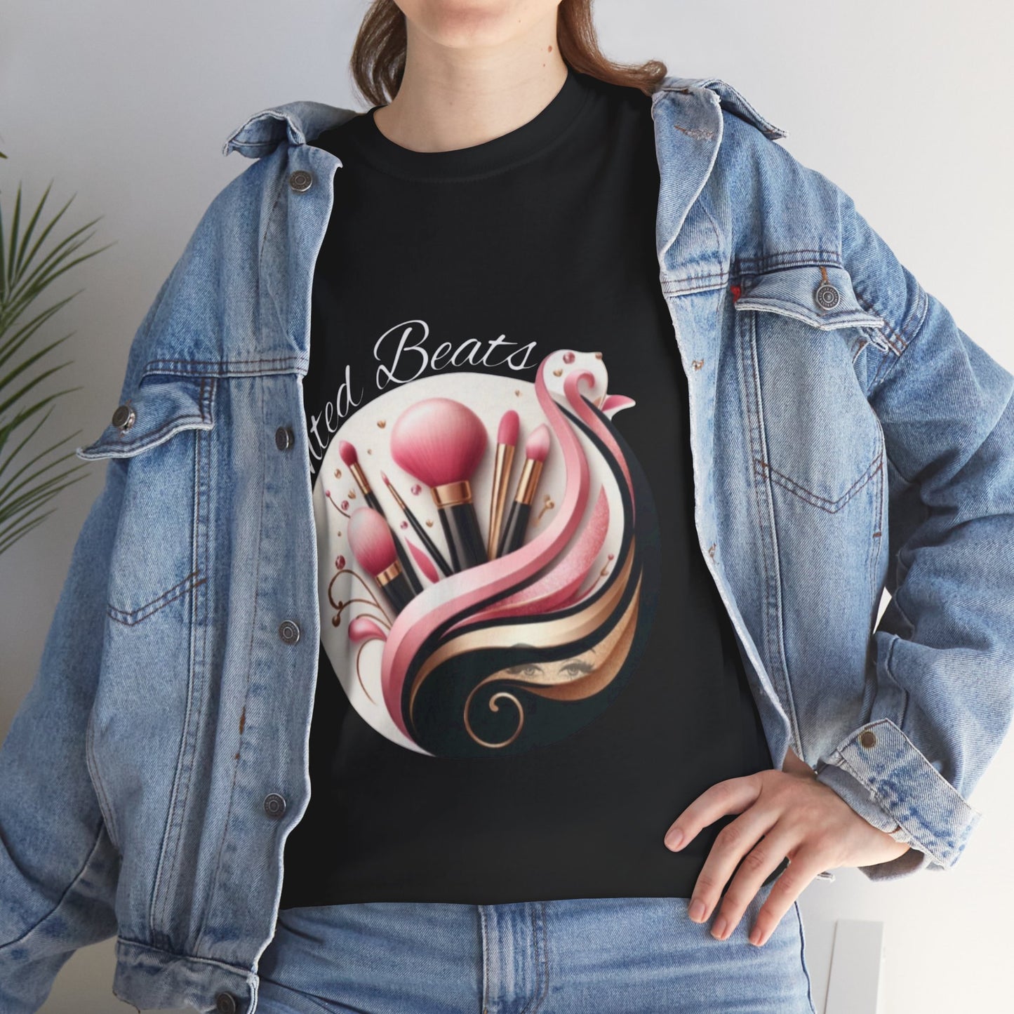 Model Wearing Anointed Beats Makeup Artist T-Shirt Black