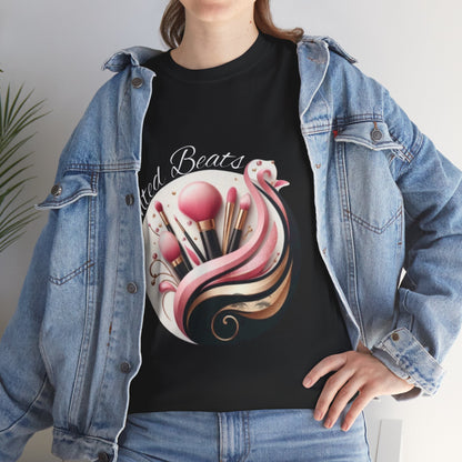 Model Wearing Anointed Beats Makeup Artist T-Shirt Black